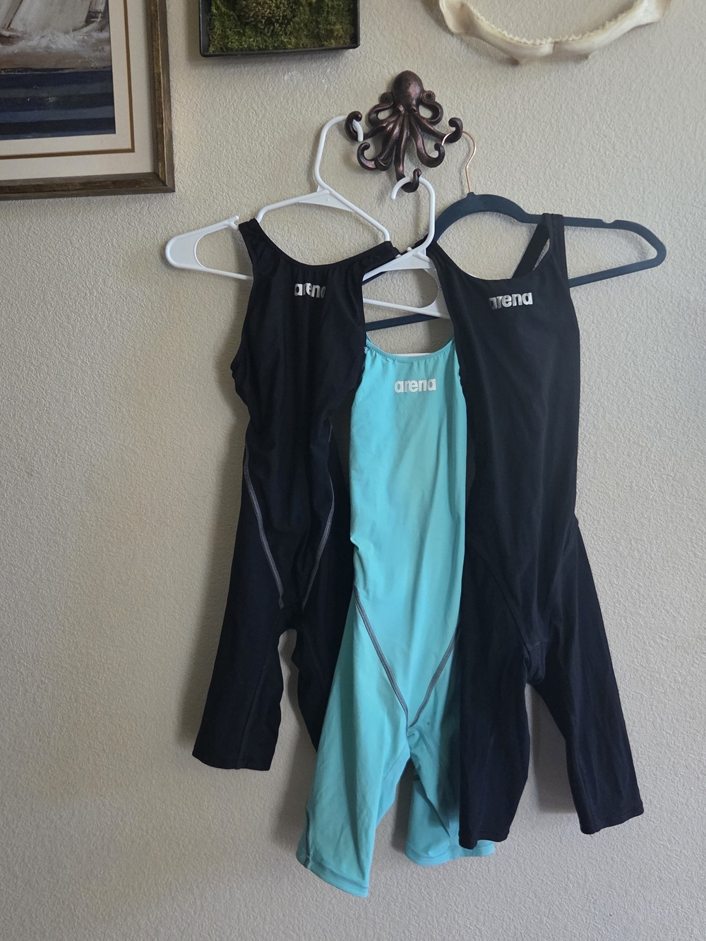 Arena Women's Black & Aqua Performance Techsuit, Size 26
